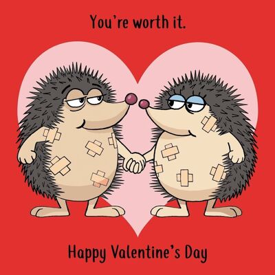 Funny Valentines Day Card - Hedgehogs