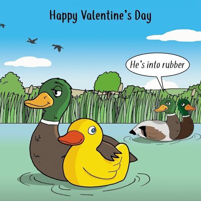 Tarjeta divertida del día de San Valentín - pato de goma