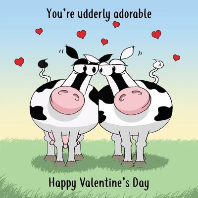 Funny Valentines Day Card - Udderly Adorable