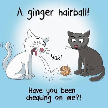 Carte Boule de poils au gingembre - chat drôle