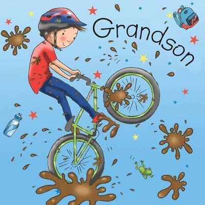Tarjeta de cumpleaños para nieto - Bicicleta BMX