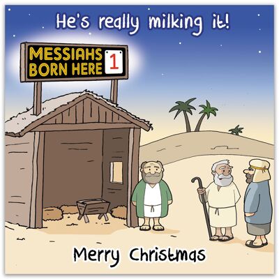 He's Really Milking It - Humour Christmas Card