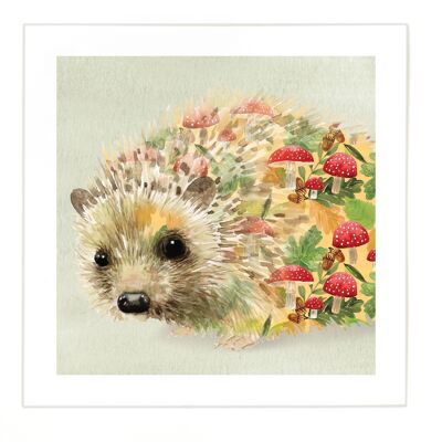 Hedgehog Print - Large Image - Small Border at 2.5cm