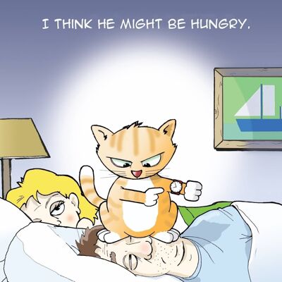 Hungrige Katze - lustige Katzenkarte