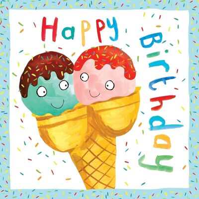 Crème glacée - Carte d'anniversaire pour garçons