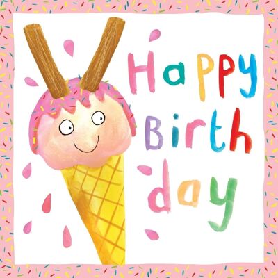 Crème glacée - Carte d'anniversaire pour filles