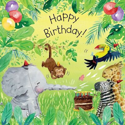 Jungle Party - Biglietto di compleanno per bambini