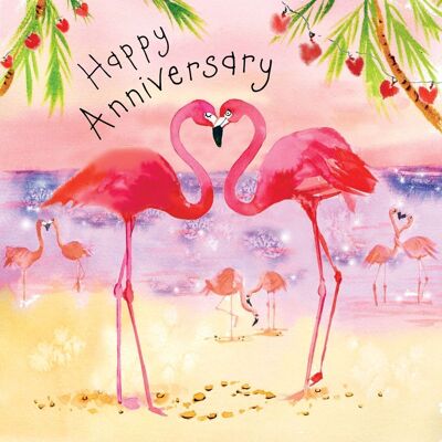 Alles Gute zum Jubiläumskarte Flamingo