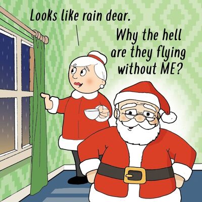 Looks Like Rain Dear - Tarjeta de Navidad de humor