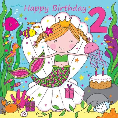 Mermaid 2nd Birthday Card