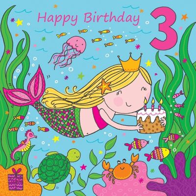 Meerjungfrau 3. Geburtstagskarte