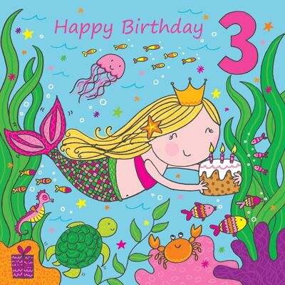 Meerjungfrau 3. Geburtstagskarte