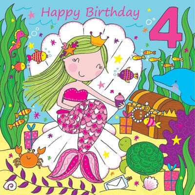 Biglietto di auguri per il 4° compleanno della sirena