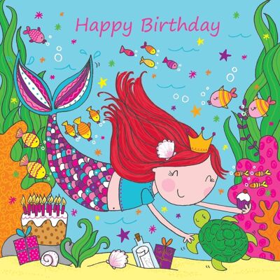 Meerjungfrau-alles Gute zum Geburtstagskarte für Mädchen – rotes Haar