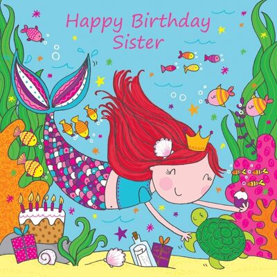 Tarjeta de cumpleaños de la hermana sirena