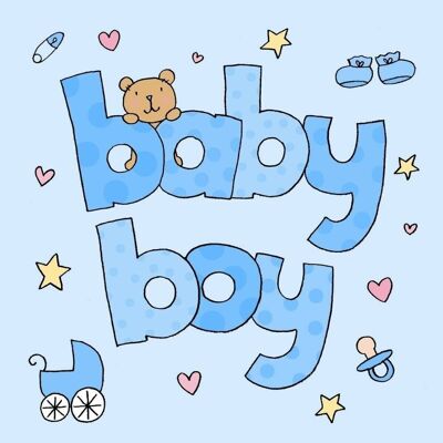 New Baby Boy Card - Cristalli Swarovski rifiniti a mano