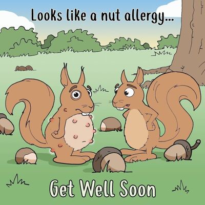 Alergia a las nueces - Tarjeta divertida que te mejores pronto