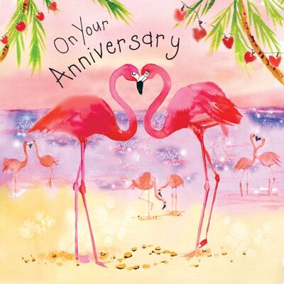 On Your Anniversary Card Flamingos