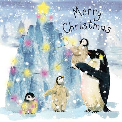 Pinguin-Eisberg-Baum - Karte der frohen Weihnachten