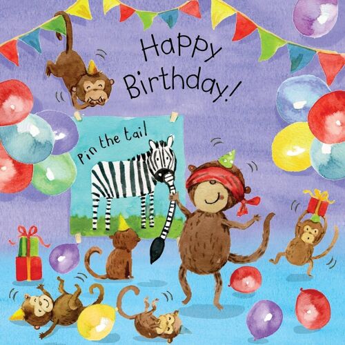 Pin The Tail on the Donkey - Childrens Birthday Card