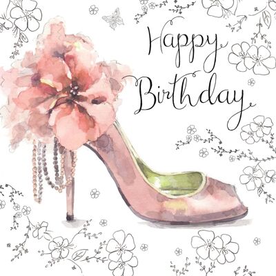 Zapato rosa - tarjeta del feliz cumpleaños de las señoras