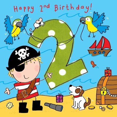 Tarjeta de cumpleaños pirata de 2 años