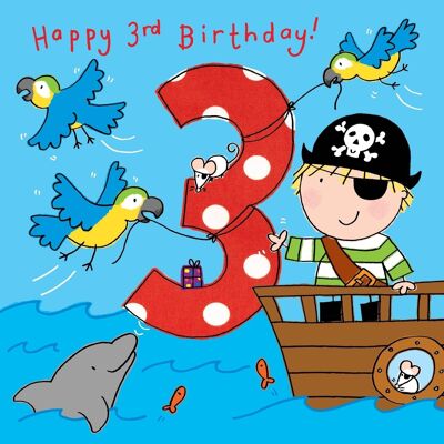 Carte d'anniversaire pirate 3 ans
