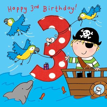 Carte d'anniversaire pirate 3 ans