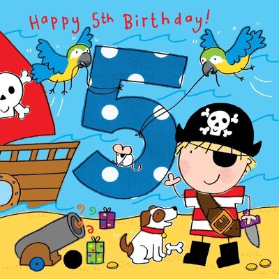 Tarjeta de cumpleaños pirata de 5 años