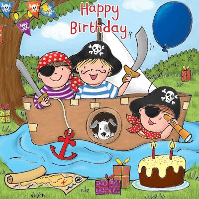 Barco pirata - Tarjeta de cumpleaños para niños