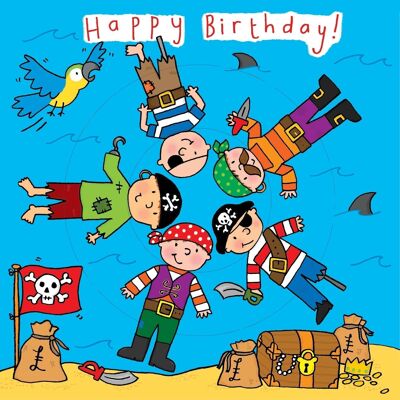 Tarjeta de cumpleaños Piratas Spinner - Tarjeta de cumpleaños para niños
