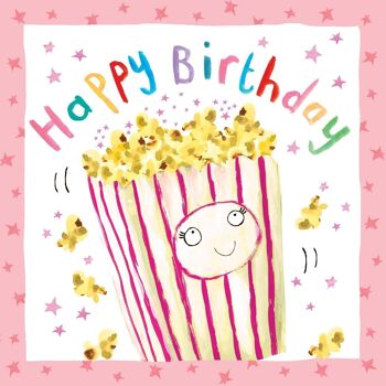 Popcorn - Carte d'anniversaire pour filles