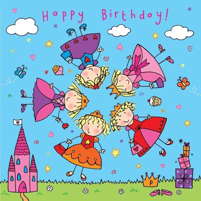 Princesses Spinner Birthday Card - Childrens Birthday Card