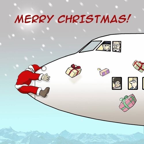 Santa Crash - Humour Christmas Card