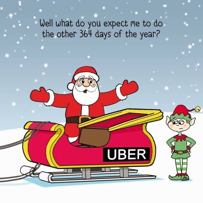 Santa's Uber - Funny Xmas Card