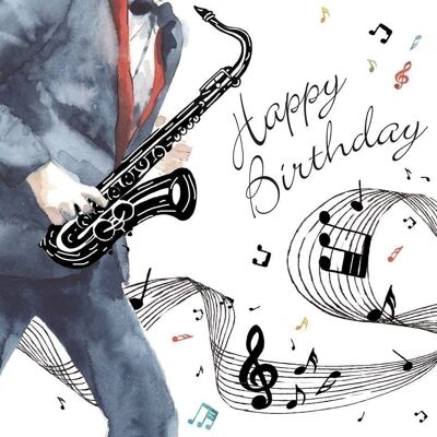 Saxophone - Carte d'anniversaire Homme