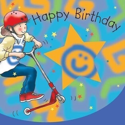 Scooter Happy Birthday Card - Boys Birthday Card