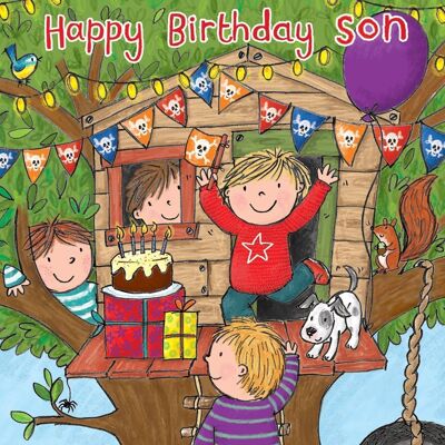 Carte d'anniversaire pour fils - Cabane dans les arbres