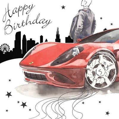 Sports Car - Male Birthday Card