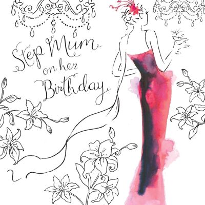 Step Mum Birthday Card - Swarovski Crystal Hand Finished