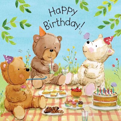 Teddy Bears Picnic - Carte d'anniversaire pour enfants