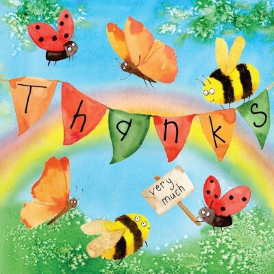Dankeschön-Karte Bienen & Schmetterlinge