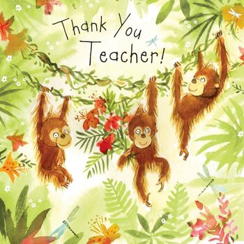 Carte de remerciement de professeur d'orangs-outans