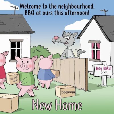 Drei kleine Schweine - lustige neue Zuhause-Karte
