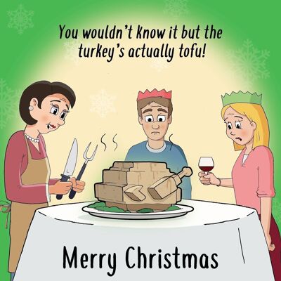 Tofu-Truthahn - lustige vegetarische Weihnachtskarte