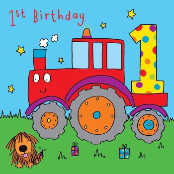Tractor 1st Birthday Card - Carte d'anniversaire pour garçons
