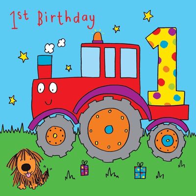 Tractor 1st Birthday Card - Boys Birthday Card