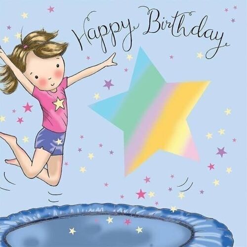 Trampoline Happy Birthday Card - Girls Birthday Card