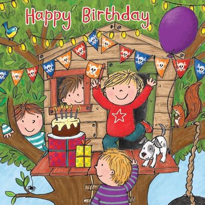 Treehouse - Tarjeta de feliz cumpleaños para niños