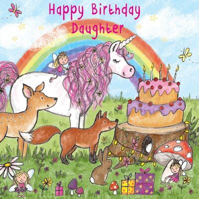 Tarjeta de cumpleaños para hija de unicornio